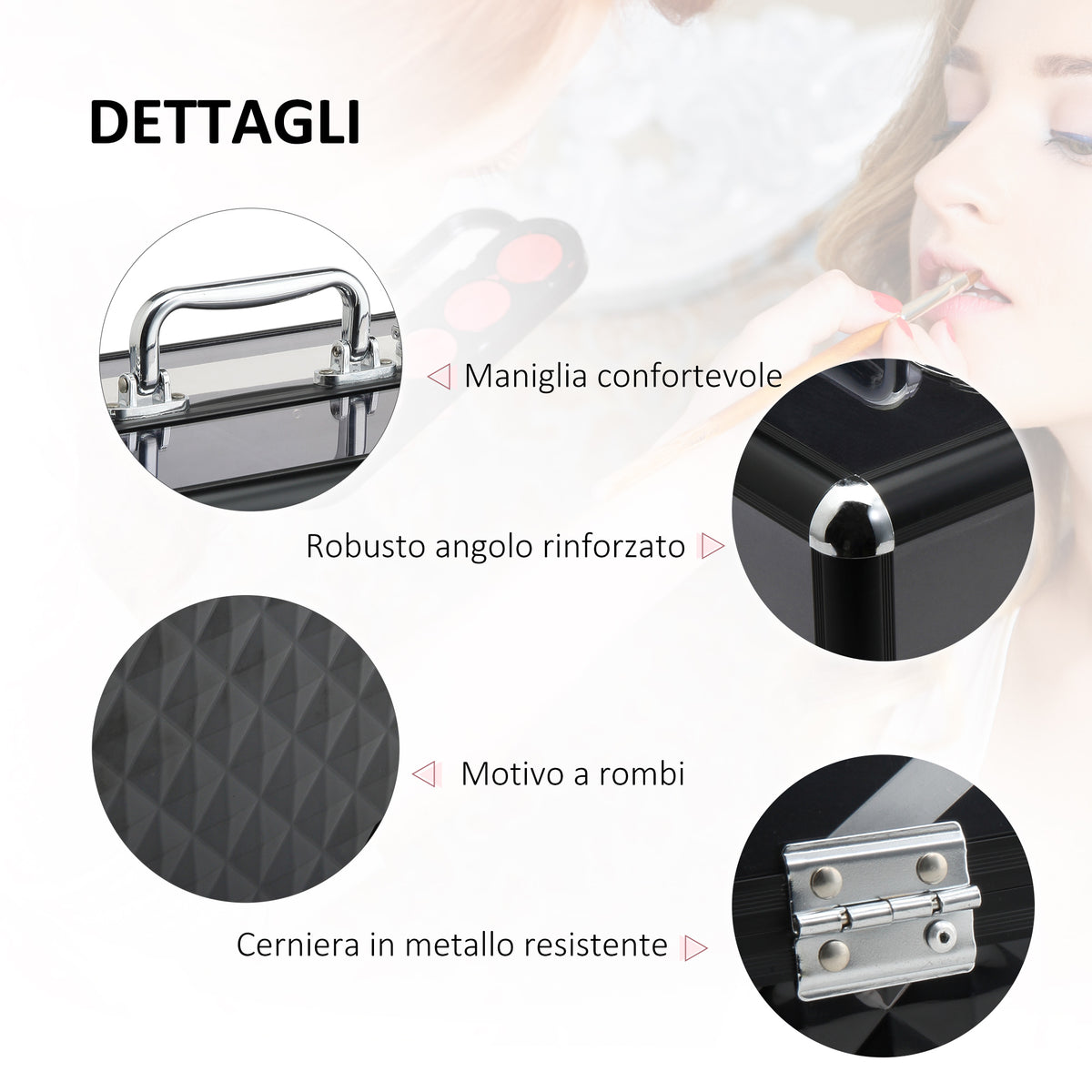 Valigetta Porta Trucchi Professionale da Viaggio, Valigetta Trucchi con Vassoi Estraibili e Serratura, per Makeup Beauty Case Donna Viaggio, 30x18.5x22 cm, Nero