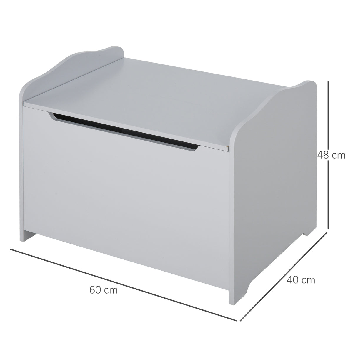 Cassapanca Portagiochi in Legno, Panca Contenitore per Cameretta Coperchio con Pistone Pneumatico, 60x40x48cm, Grigio
