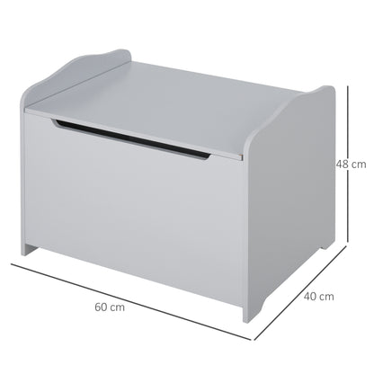 Cassapanca Portagiochi in Legno, Panca Contenitore per Cameretta Coperchio con Pistone Pneumatico, 60x40x48cm, Grigio