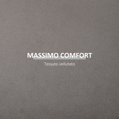 Pouf Contenitore in Velluto 2 in 1 Convertibile in Tavolino da Caffè, 44x47.5cm, Grigio