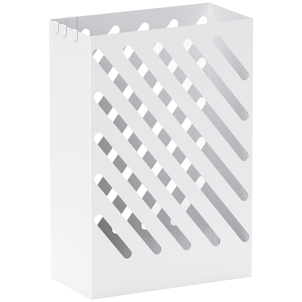 Portaombrelli di Design con Vaschetta Raccogli Gocce e 4 Ganci in Metallo, 28x14x41 cm, Bianco