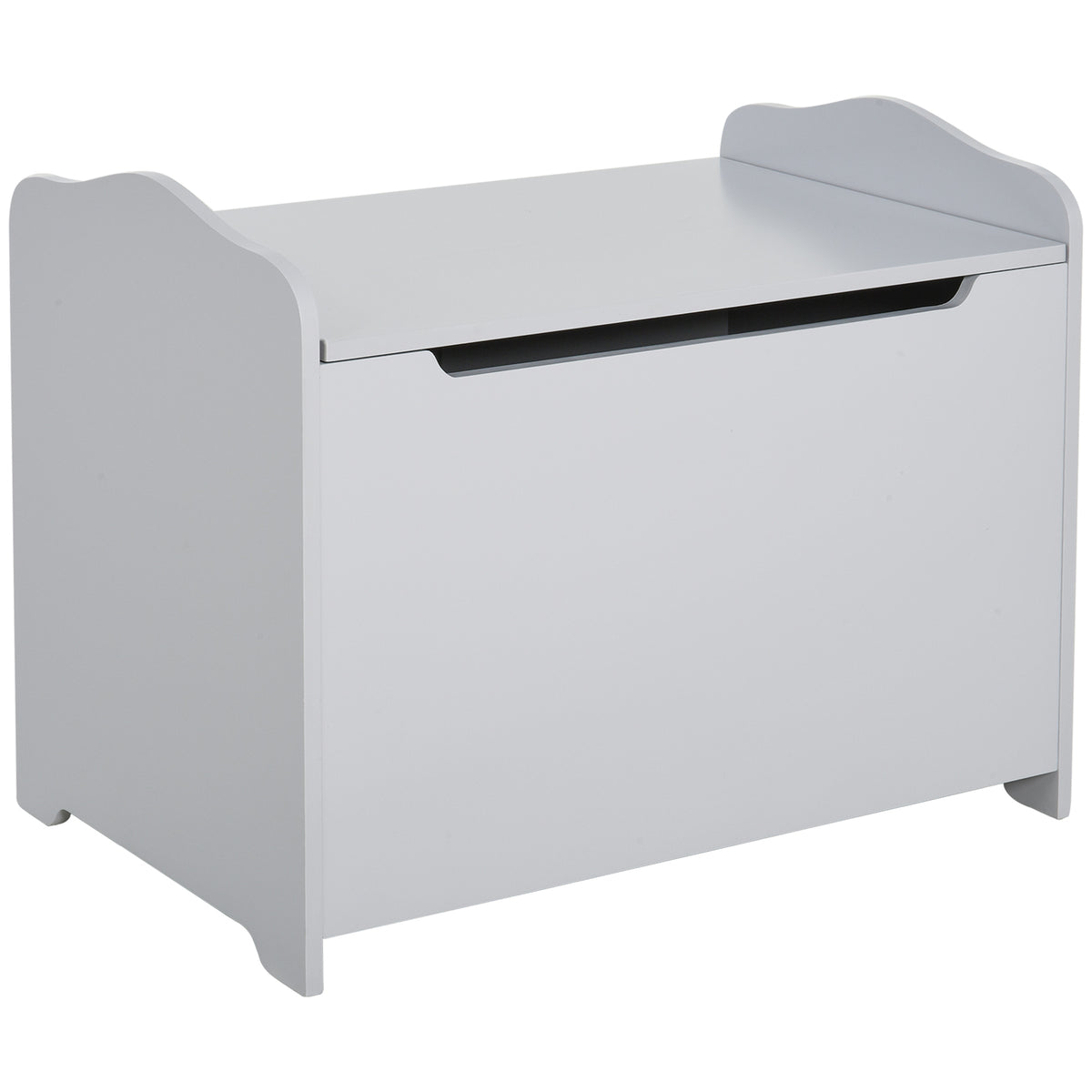 Cassapanca Portagiochi in Legno, Panca Contenitore per Cameretta Coperchio con Pistone Pneumatico, 60x40x48cm, Grigio