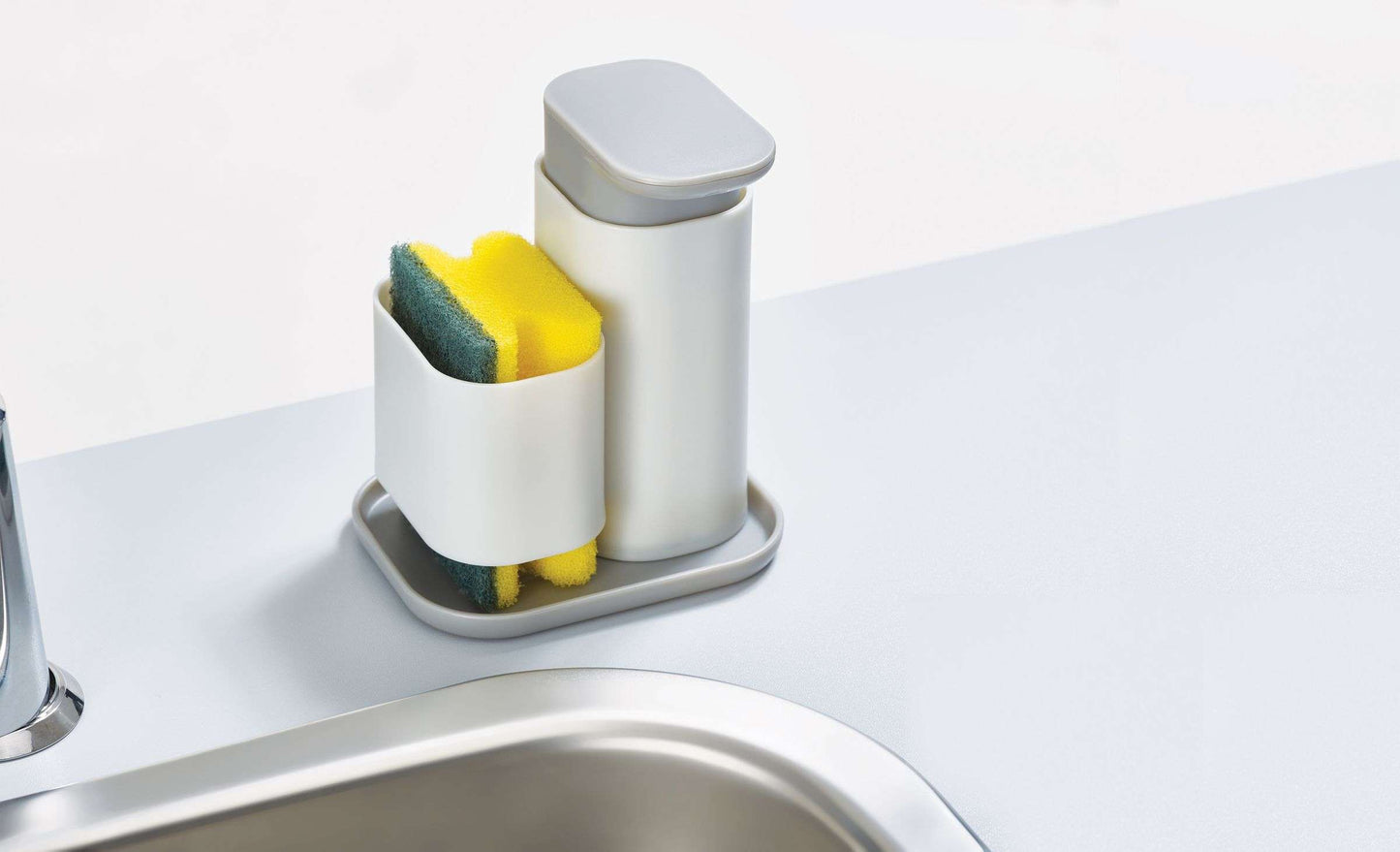 dispenser-sapone-porta-spugna-cucina - vista laterale