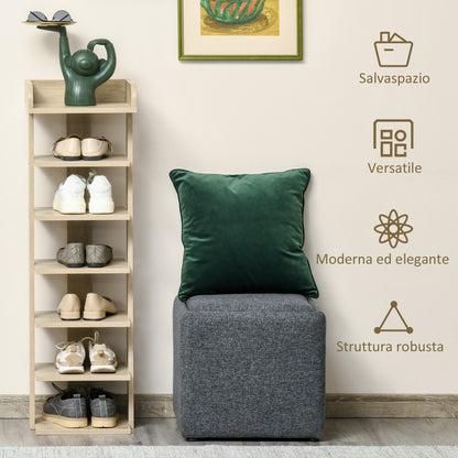 Mobile Scarpiera in Legno 6 Scarpe con Ripiano Porta Oggetti 32x30x104cm