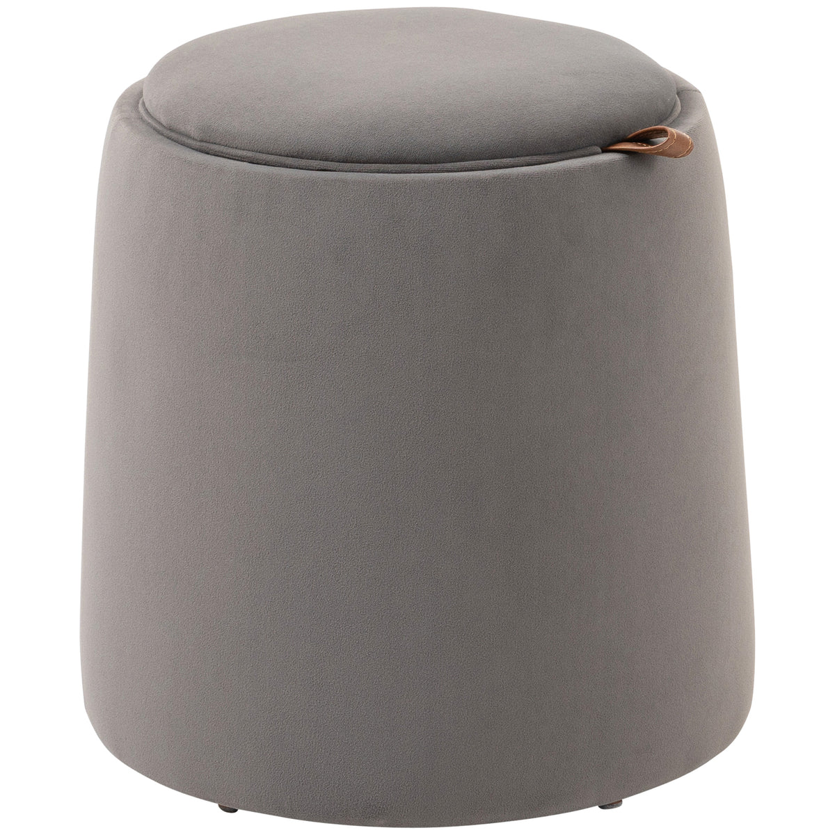 Pouf Contenitore in Velluto 2 in 1 Convertibile in Tavolino da Caffè, 44x47.5cm, Grigio