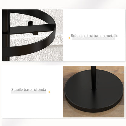 Appendiabiti da Terra con Portaombrelli e 8 Ganci a Disco in Metallo 34 x 177cm, Nero